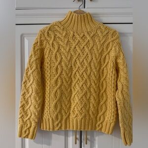 Vintage J. Crew 100% wool Yellow Cable Knit Turtleneck Sweater